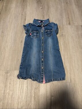 GAP Girls' Blue Denim Button-Front Dress